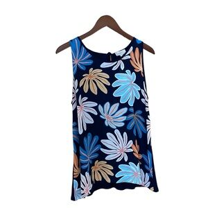 LOFT Outlet Navy floral sleeveless top w/tie at back - L Large - NWT